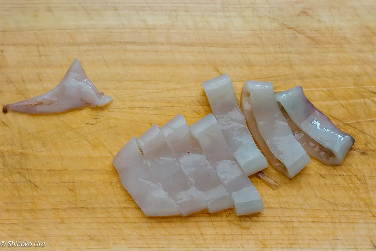 Squid sliced into rings about 1 cm thick