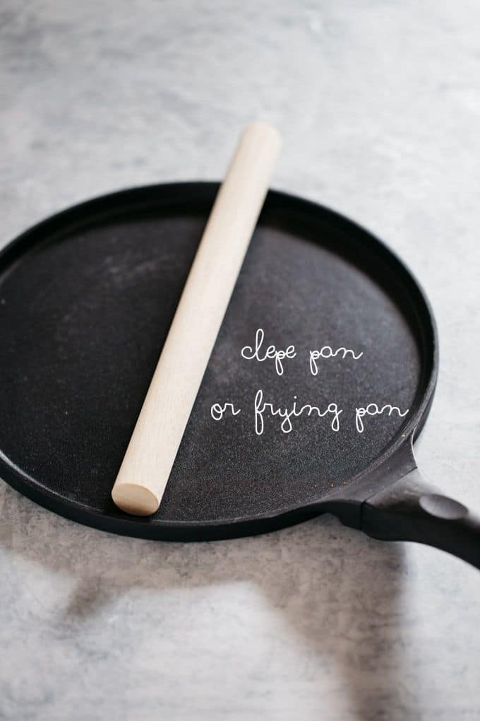 a 24cm crepe pan and a small rolling pin