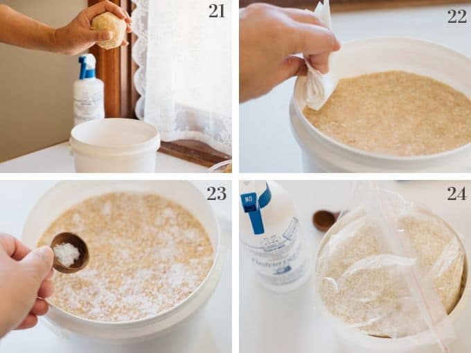 preparing for fermentation in a plastic vat