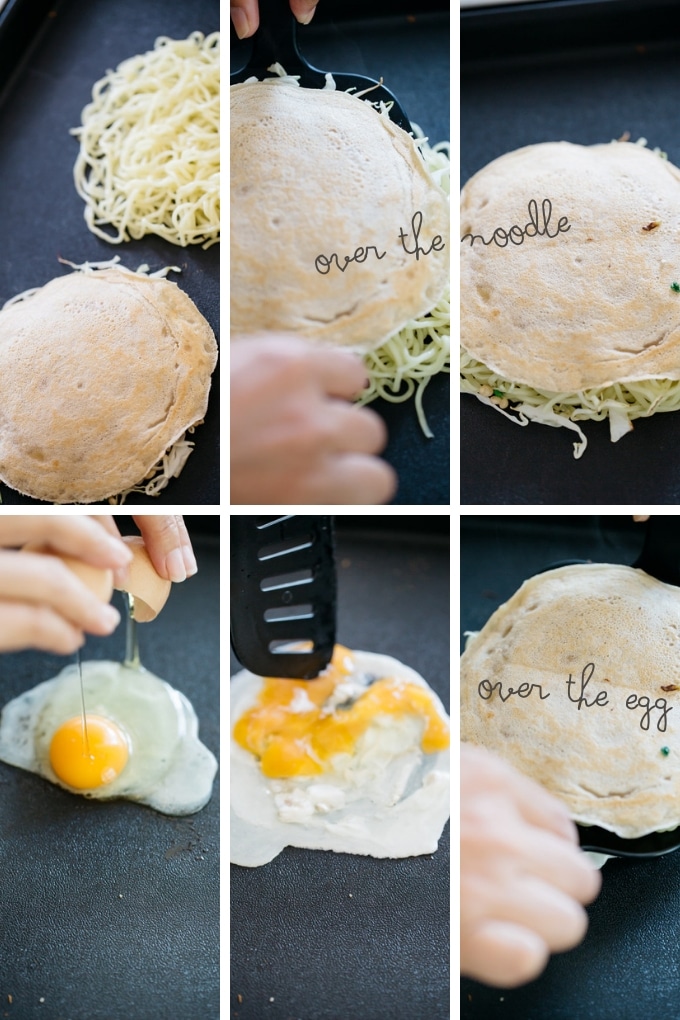 The fifth 6 steps of making Hiroshima Okonomiyaki process in 6 photos