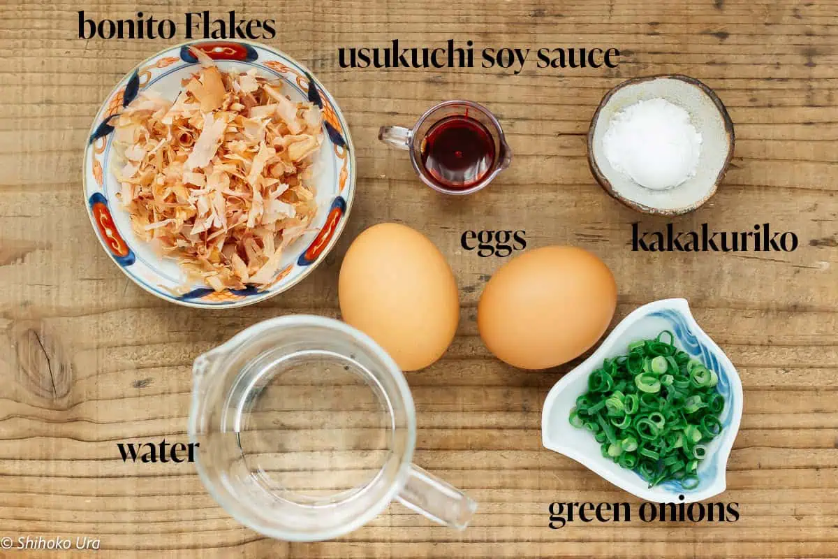 egg drop soup ingredients on the kitchen bench