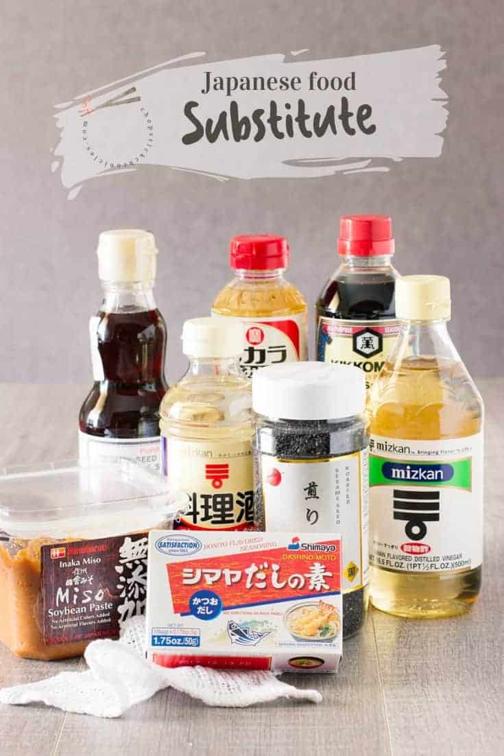 Japanese condiments on a kitchen bench