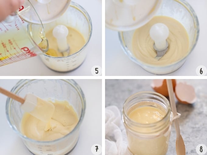 4 photo collage of making Japanese mayonnaise