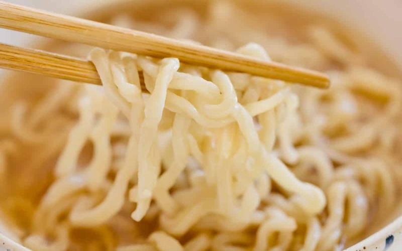 homemade ramen noodles cooked and served with ramen broth