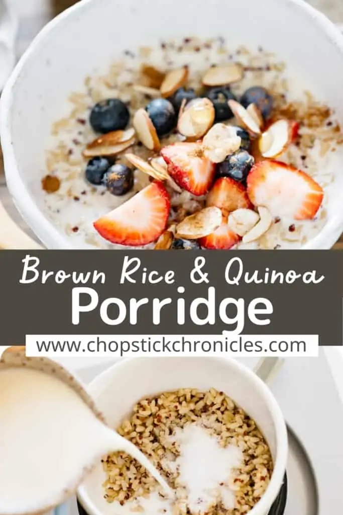 two porridge images collage with text overlay for pinterest